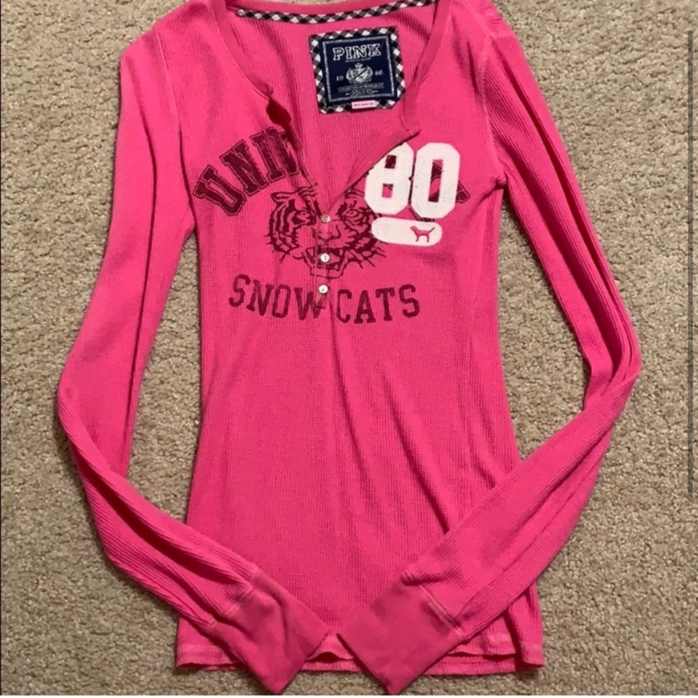 Vintage VS pink long sleeve💗 Y2K henley Victoria’s Secret